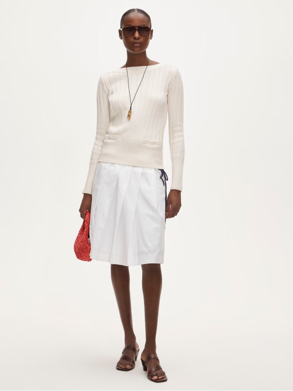J. Crew Cotton rib boatneck sweater with pockets - Ivory